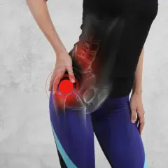 Ból biodra, widoczny jako czerwone kręgi, może być objawem scyzorykowym.